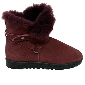 Abeo Regina Burgundy‎ Womens Boots Sz 6 Sheepskin Gorpcore Cozycore Winter Berry